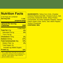 Nutrition Facts for FishSki Jalapeno Cheddar grits